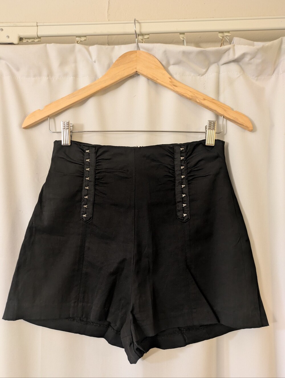 bebe Black High-Waist Hook-Front Women’s Shorts